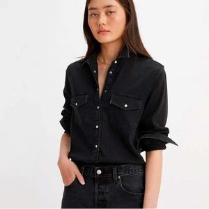 Levi's Western Black Denim Snap-Up Shirt Jacket